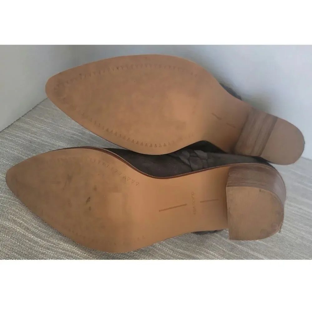 Gray Suede Dolce Vita Serla Pointed-toe Mule Braided Strap Detail Chunky Heel